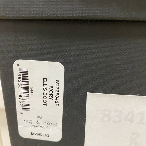 NWT rag & bone Ellis Boot Ivory Italian Leather $595 MSRP. Size 8 - Picture 16 of 16